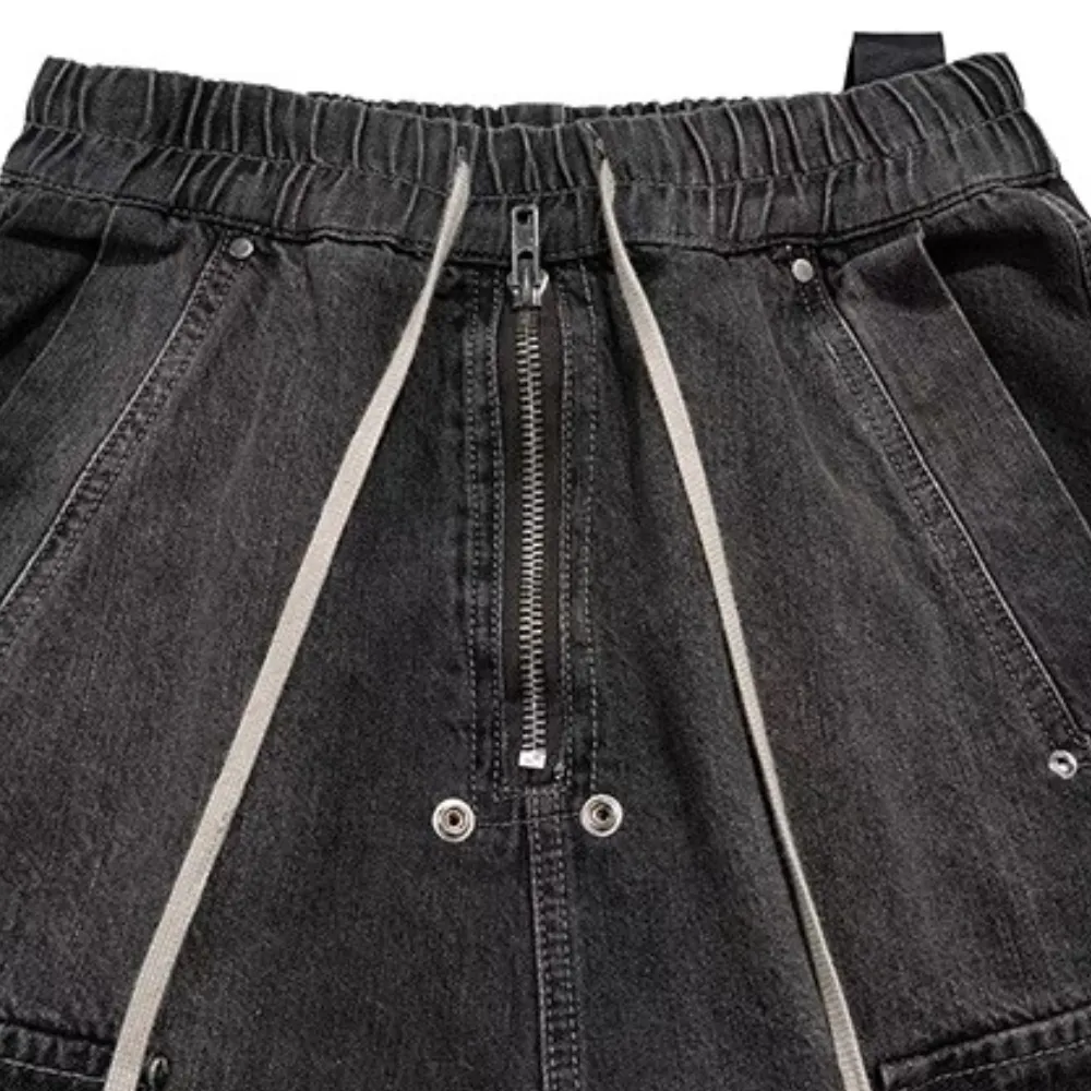 Wide Leg Multi-Pocket Straight Leg Loose Jeans