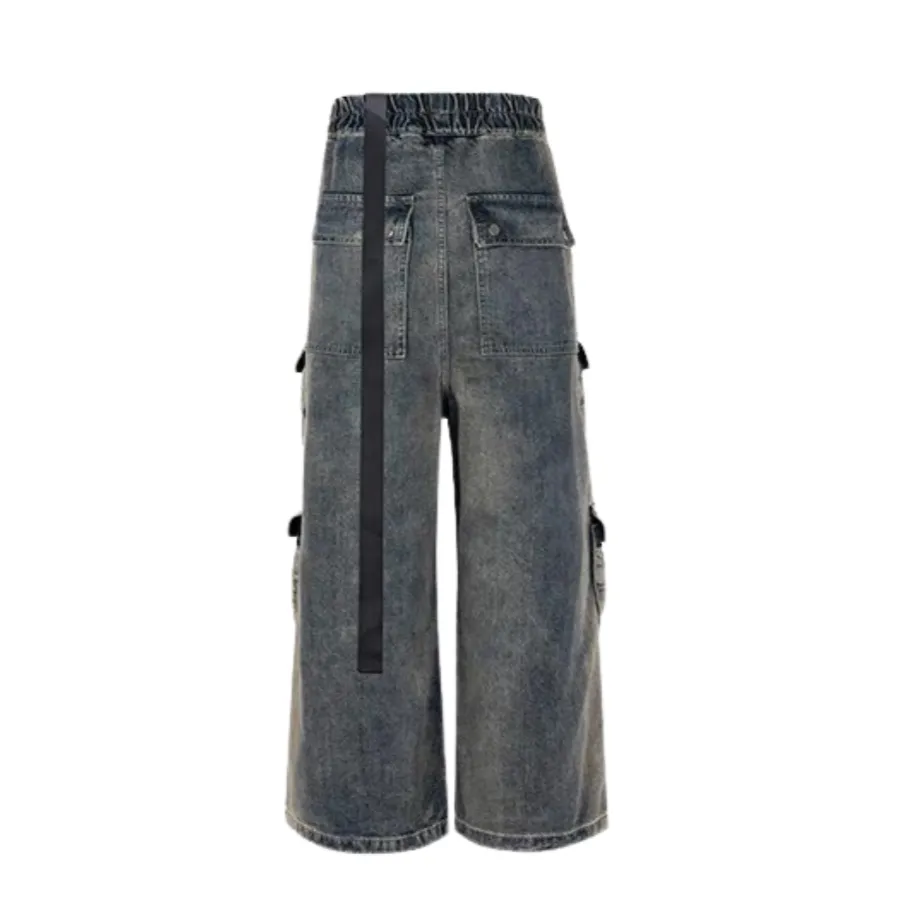 Wide Leg Multi-Pocket Straight Leg Loose Jeans