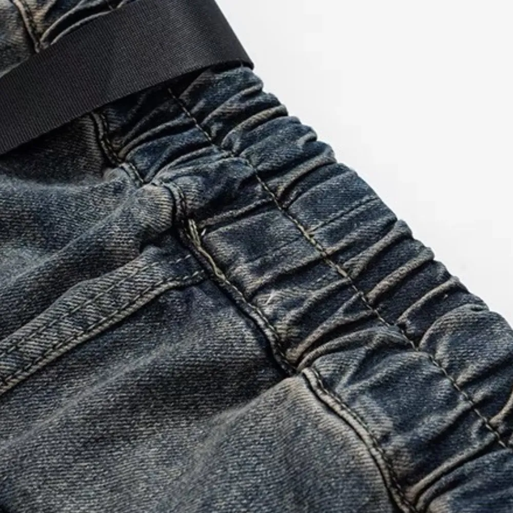 Wide Leg Multi-Pocket Straight Leg Loose Jeans