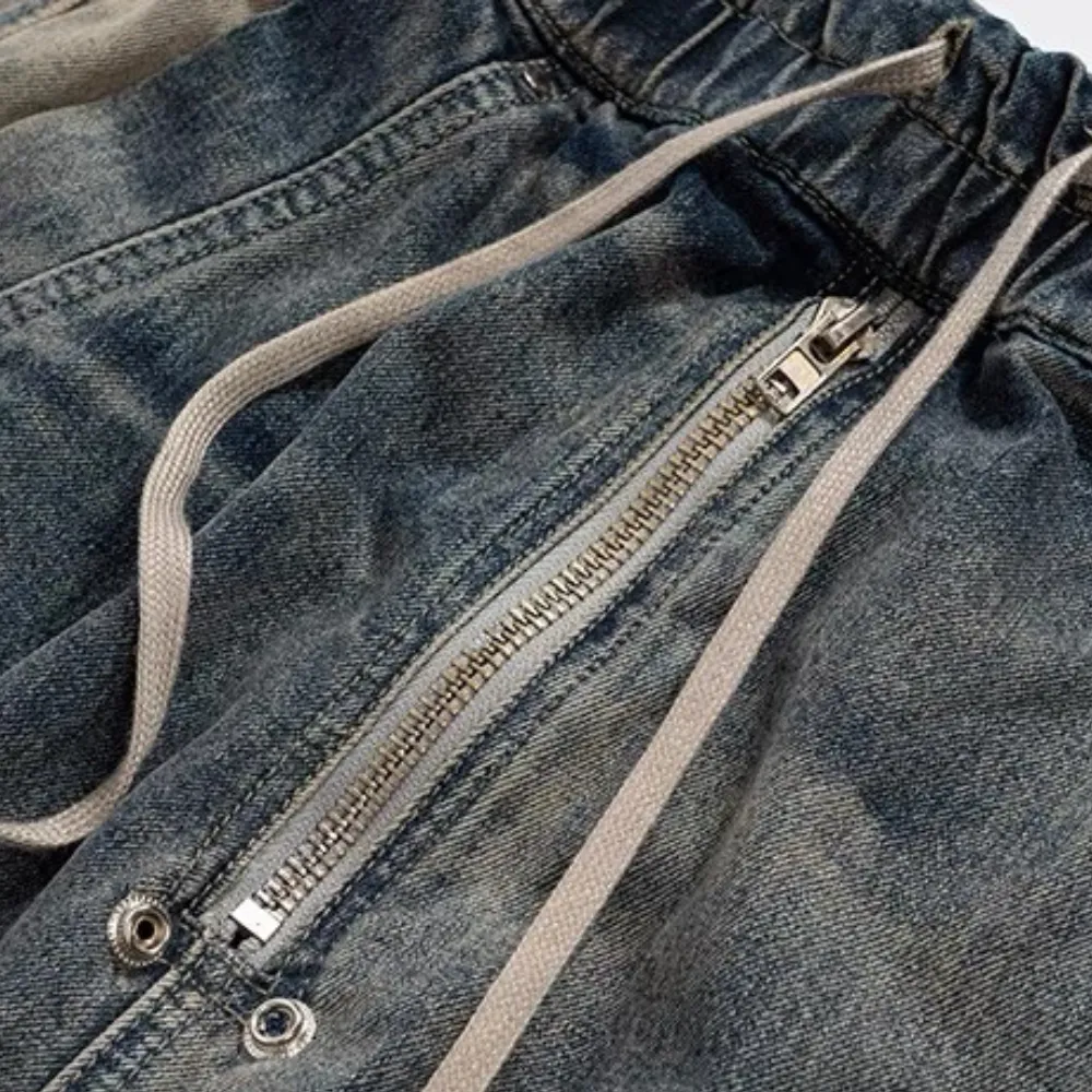 Wide Leg Multi-Pocket Straight Leg Loose Jeans
