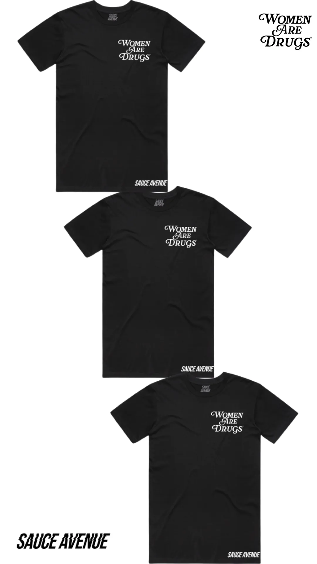 Women Are Drugs (Ladies) I All Black Starter Pack (WH) (3 Tees) Bundle