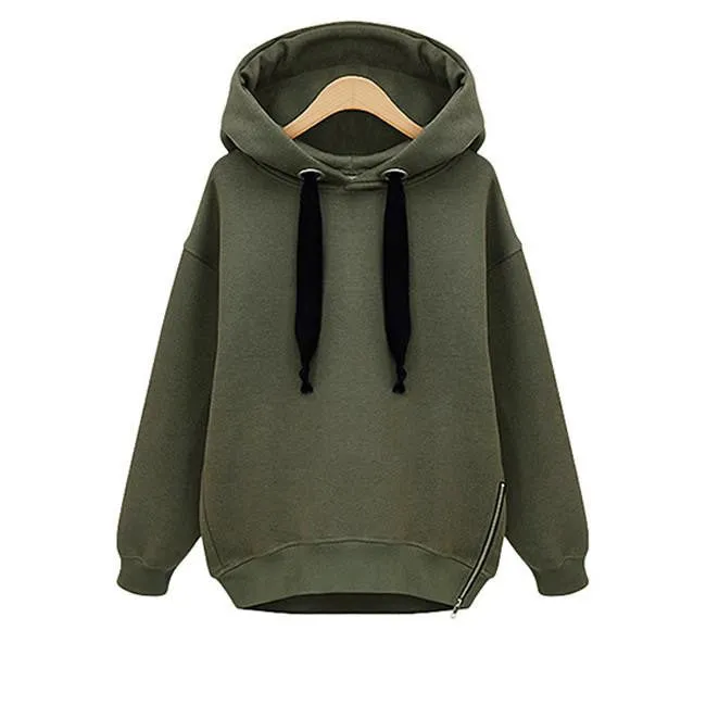 Women Cotton Loose Hooded Jacket Thicken Velvet Long Sleeve Sweatshirt Fashion Style Hoodies M-4XL