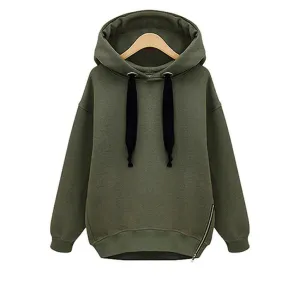 Women Cotton Loose Hooded Jacket Thicken Velvet Long Sleeve Sweatshirt Fashion Style Hoodies M-4XL