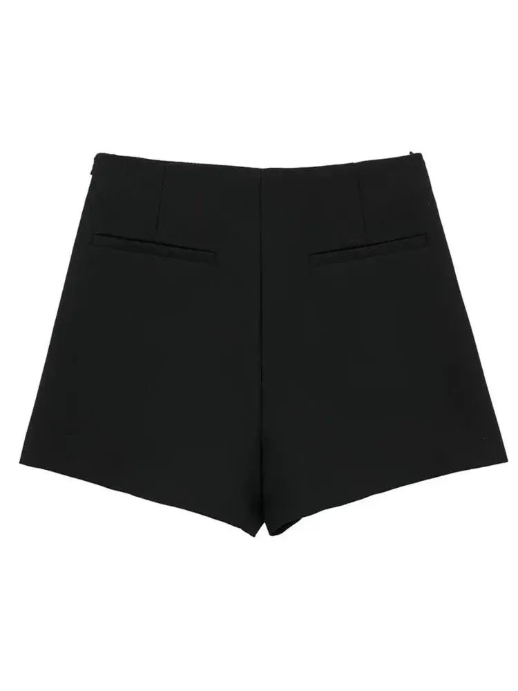 Women Fashion Belt Design Asymmetrical Mini Skirt Shorts Lady Side Zipper Hot Shorts Chic Pantalone