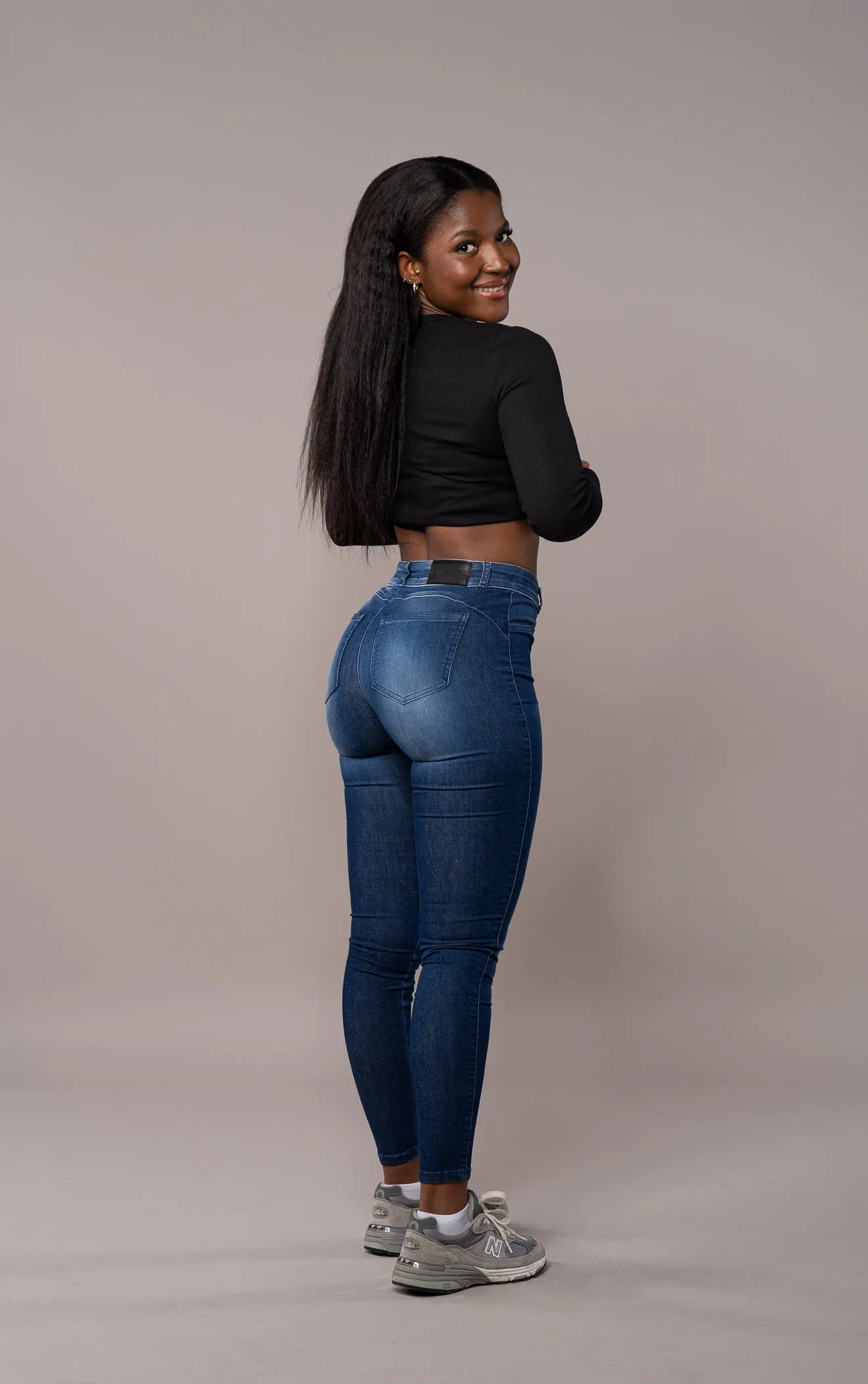 Womens Contour Mid Waisted Fitjeans - Space Blue