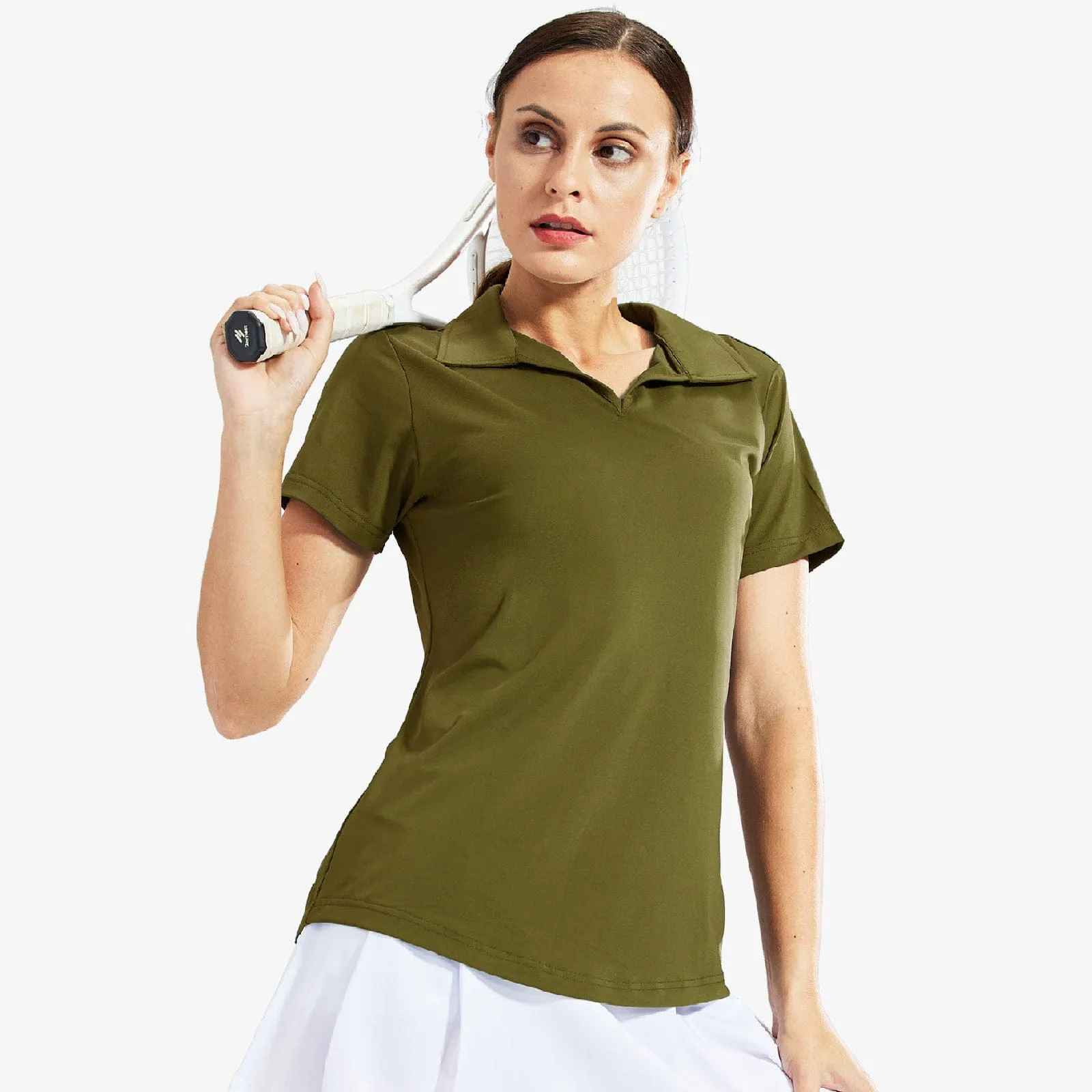 Women's Golf Polo Shirts Collared V Neck Short Sleeve Tennis Shirt
