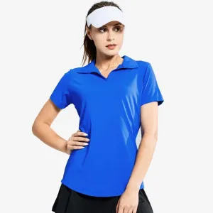 Women's Golf Polo Shirts Collared V Neck Short Sleeve Tennis Shirt