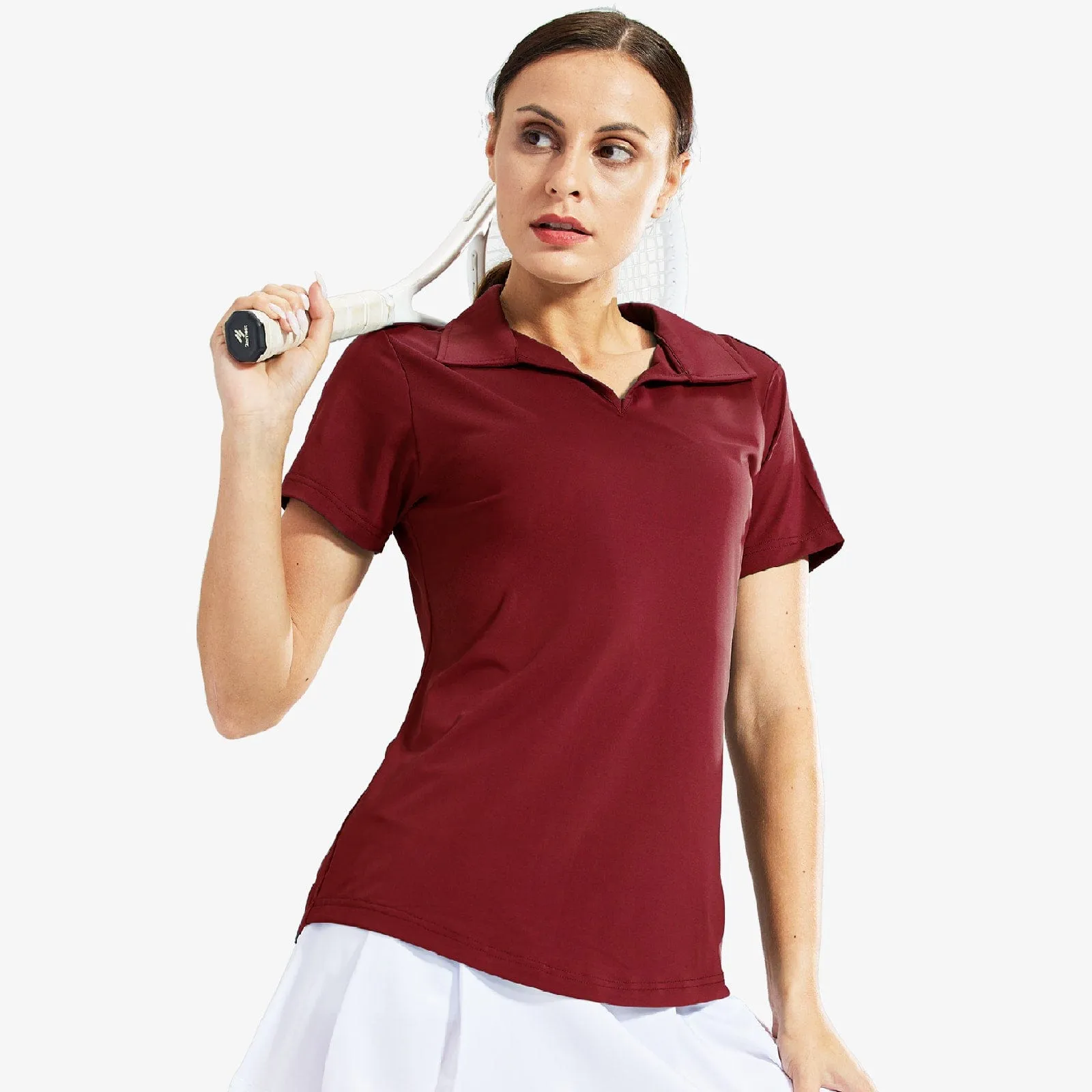 Women's Golf Polo Shirts Collared V Neck Short Sleeve Tennis Shirt