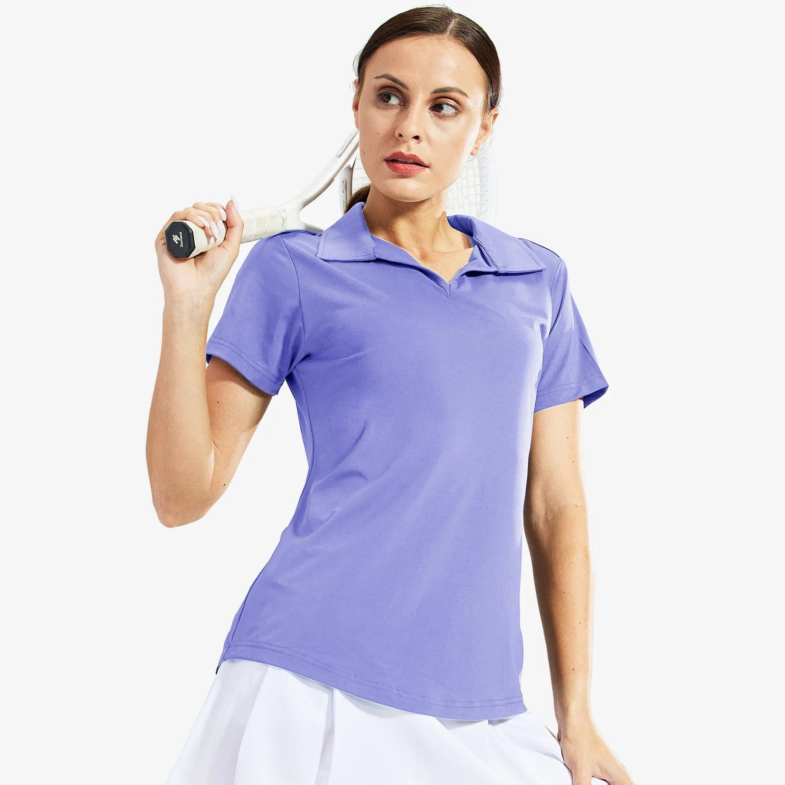 Women's Golf Polo Shirts Collared V Neck Short Sleeve Tennis Shirt