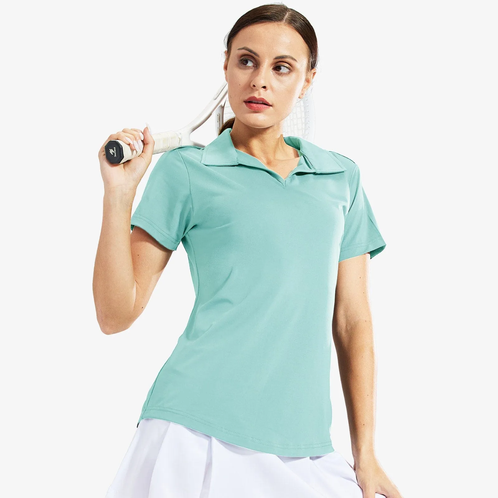 Women's Golf Polo Shirts Collared V Neck Short Sleeve Tennis Shirt