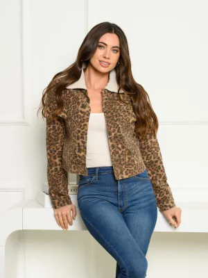 WOMEN'S LONG SLEEVE ANIMAL PRINT BUTTON UP JACKET