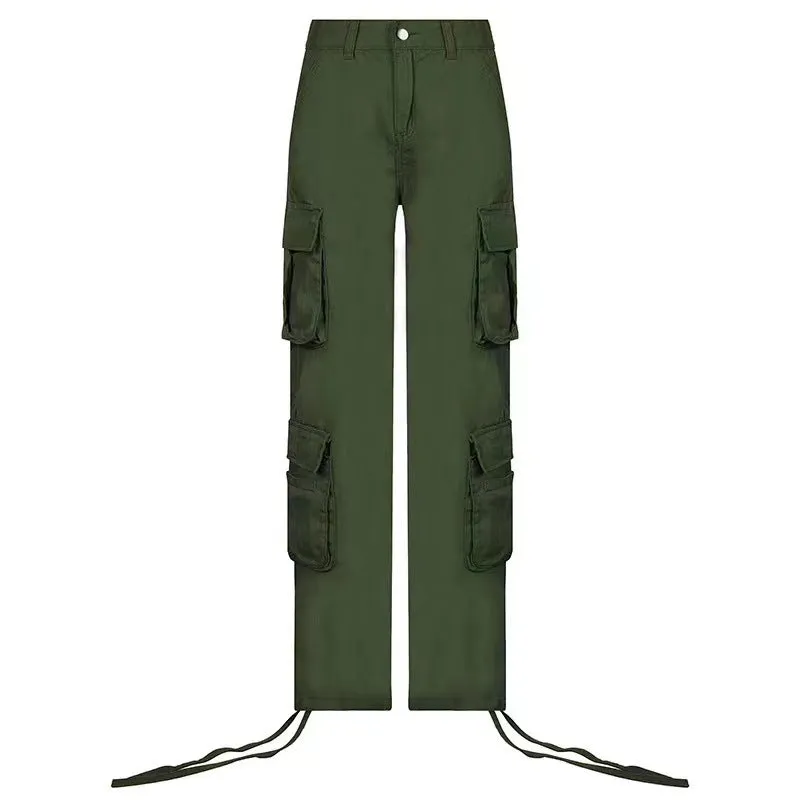 Women's Loose Fitting High Waist Jeans with Cargo Pockets