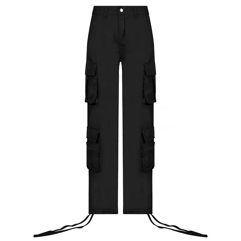 Women's Loose Fitting High Waist Jeans with Cargo Pockets