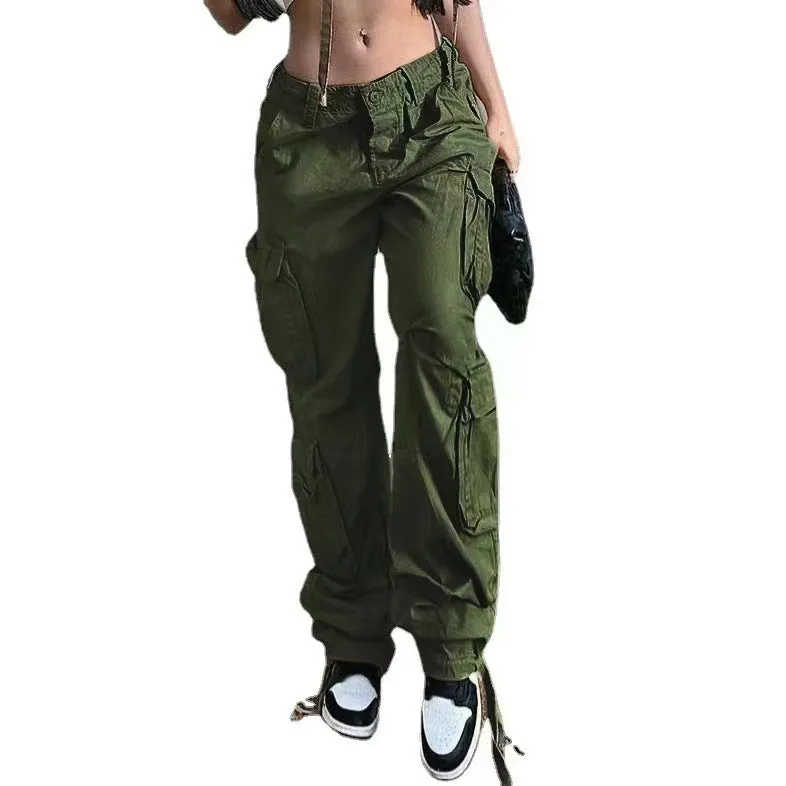 Women's Loose Fitting High Waist Jeans with Cargo Pockets