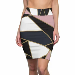Women's Pencil Skirt - High Waist - Trio Black/white Pink