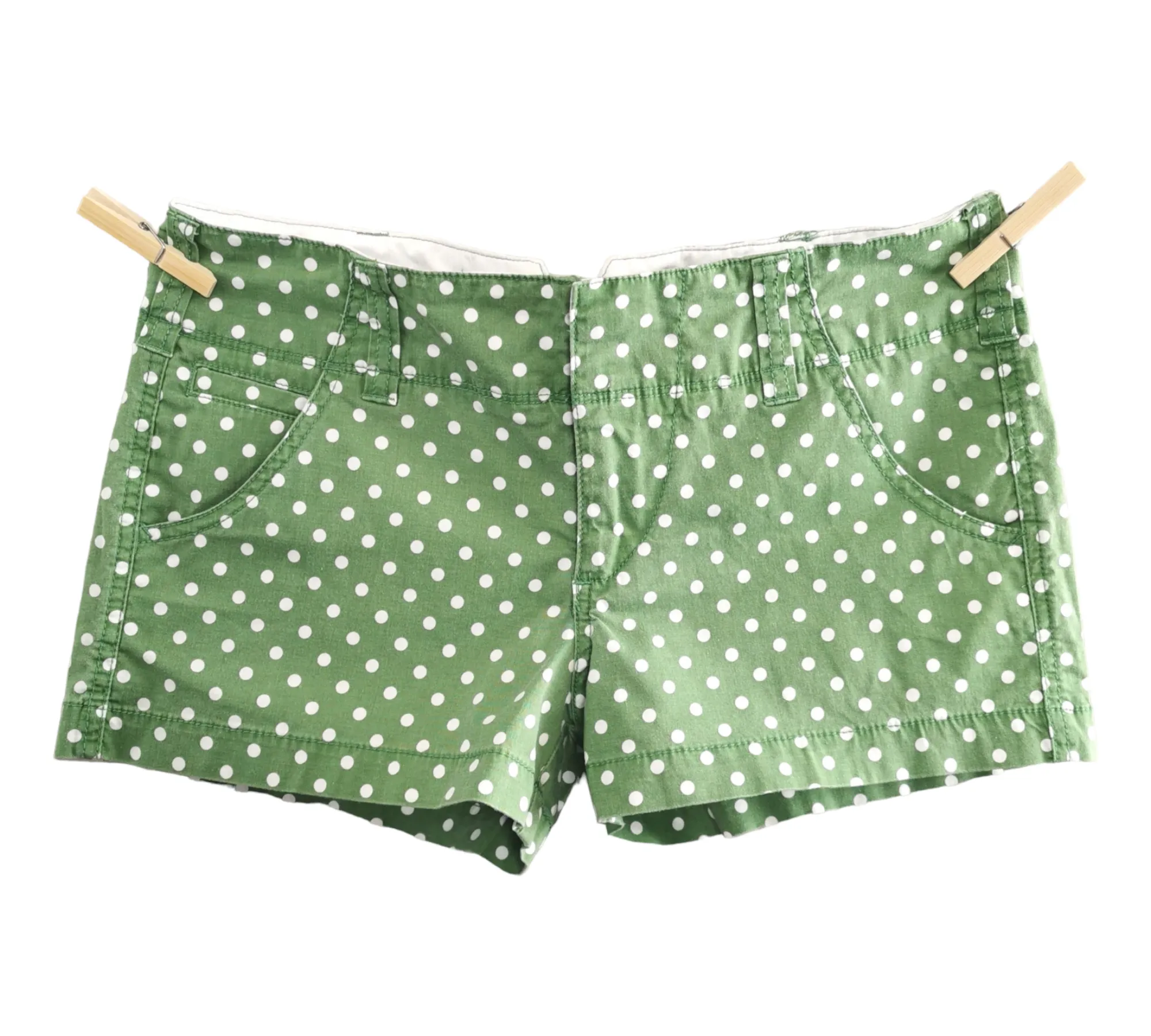 WOMENS SIZE 7 or TEEN GIRL - ROXY, Green & White Cotton Shorts EUC B17