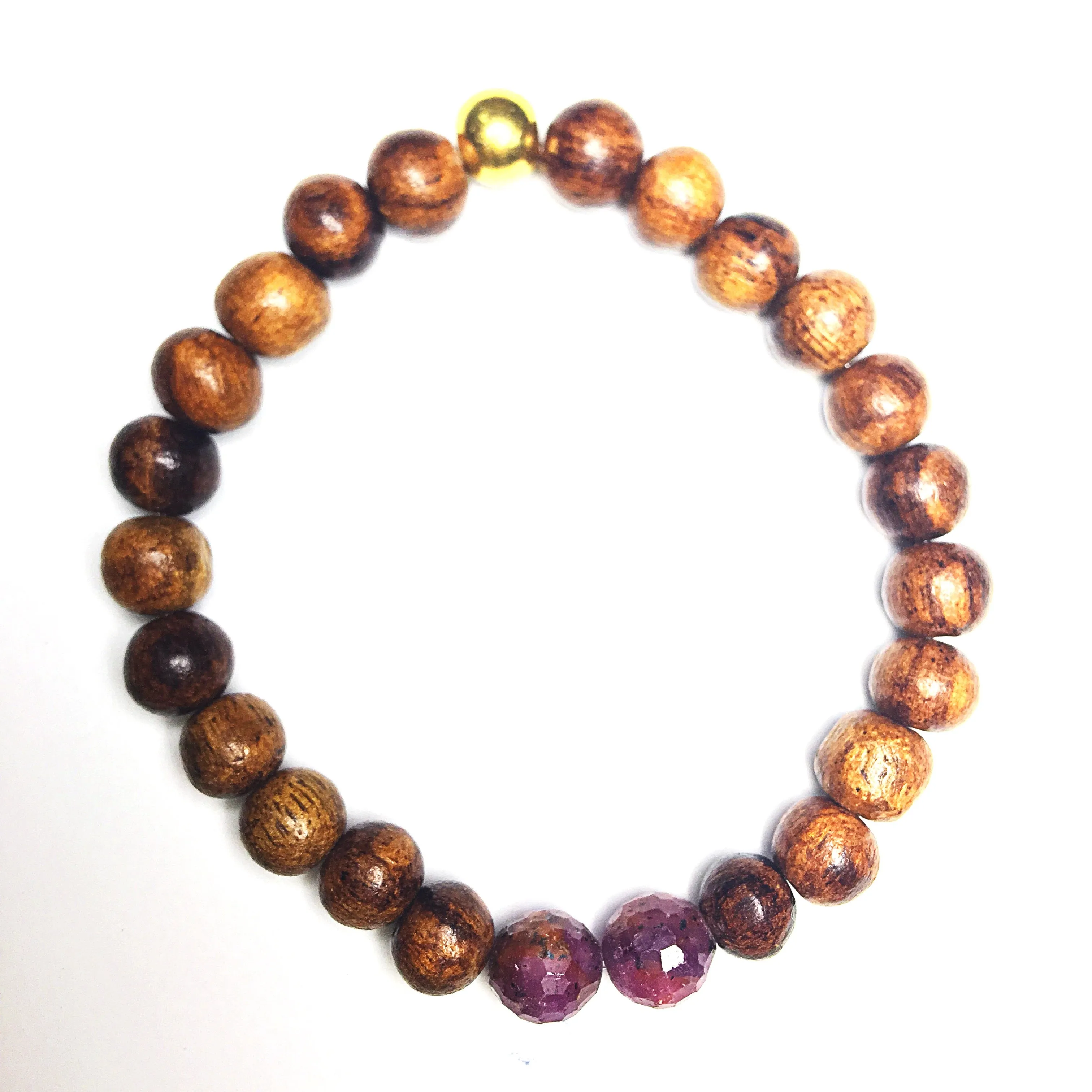 Wood and Ruby Love Inspiring Bracelet