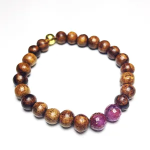 Wood and Ruby Love Inspiring Bracelet
