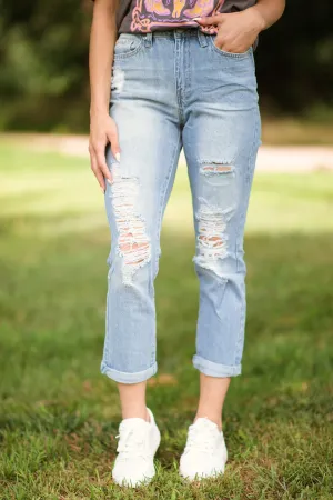 YMI Light Wash Mom Fit Ankle Jeans