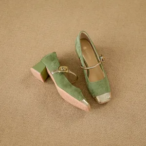 Yuanlitong Women's Fashion 2024 New Arrival – Chinese Style Mary Jane Shoes, High-End Leather, High Heel